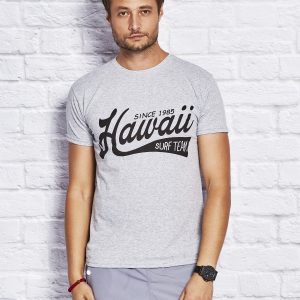 Wholesale Men's T-shirt with text motif grey