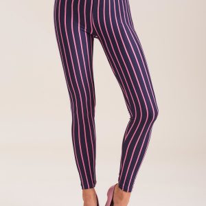 Wholesale Navy Blue Pink Striped Leggings