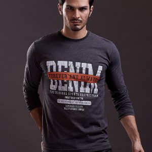 Wholesale Men's blouse with text print dark grey