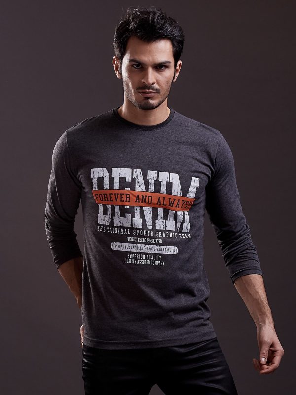 Wholesale Men's blouse with text print dark grey