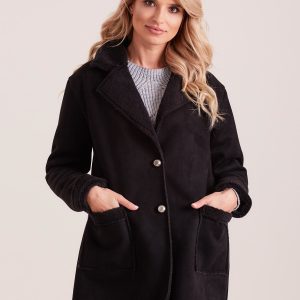 Wholesale Black faux fur sheepskin coat