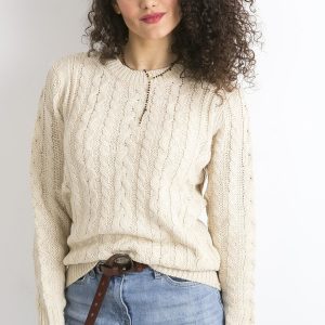 Wholesale Beige women's sweater with braids