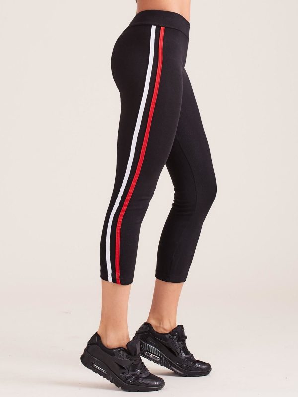 Wholesale Black Ladies Leggings with Stripe