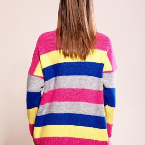 Wholesale Loose sweater with pink stripes