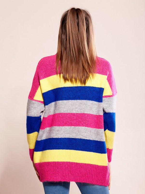 Wholesale Loose sweater with pink stripes