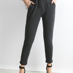 Wholesale Dark Grey Knitted Pants With Binding