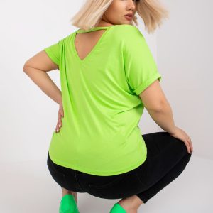 Wholesale Fluo Green Loose Plus Size Blouse Dina