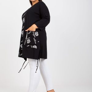 Wholesale Black Plus Size Cotton Tunic with Print