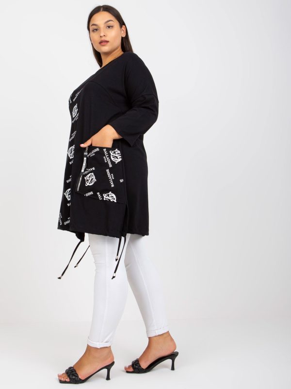 Wholesale Black Plus Size Cotton Tunic with Print