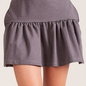 Wholesale Dark grey sweatshirt skirt with flounce