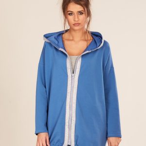 Wholesale Blue hoodie with lettering on the back