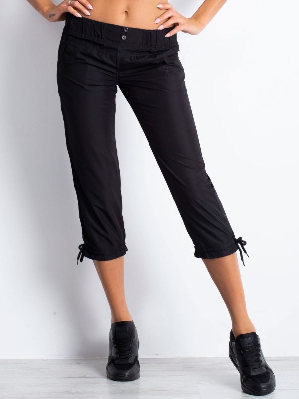 Wholesale Black Button Capri Sports Pants