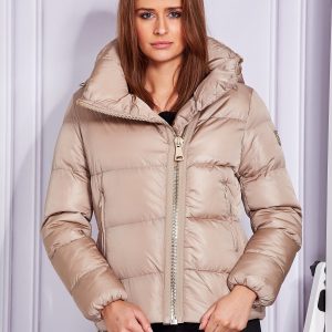 Wholesale Beige jacket with decorative zipper