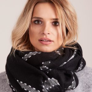 Wholesale Black Scarf with Lattice Motif