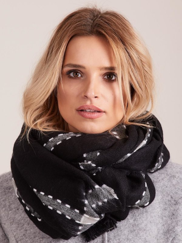 Wholesale Black Scarf with Lattice Motif