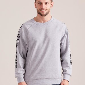 Wholesale Grey sweatshirt for men with inscription on the sleeves