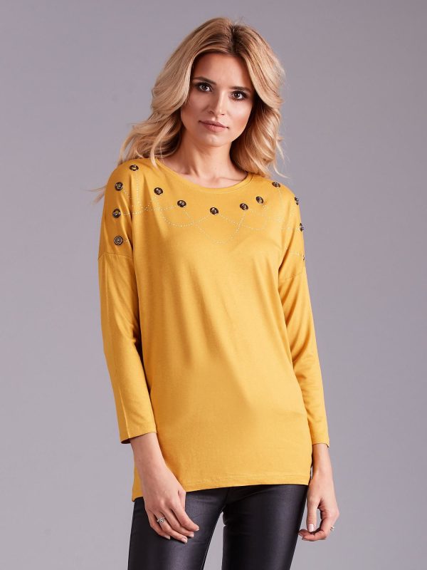 Wholesale Yellow blouse for women with appliqué