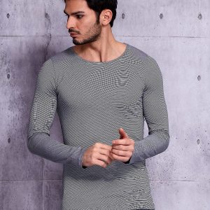 Wholesale Grey blouse for men with small stripes