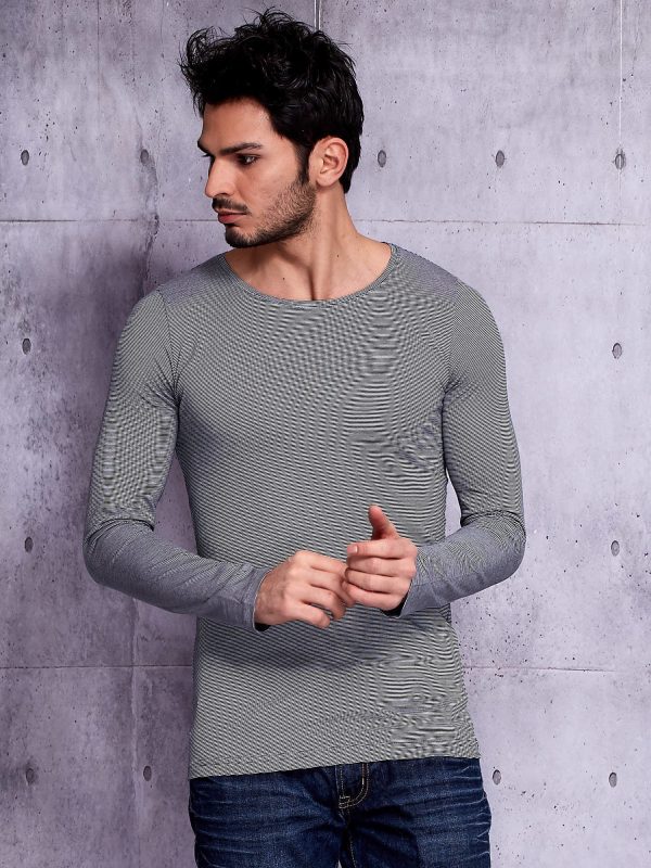 Wholesale Grey blouse for men with small stripes