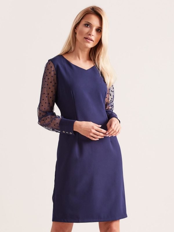 Wholesale Navy blue dress with cuffs