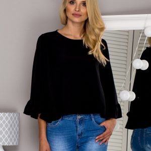 Wholesale Black blouse with wide sleeves