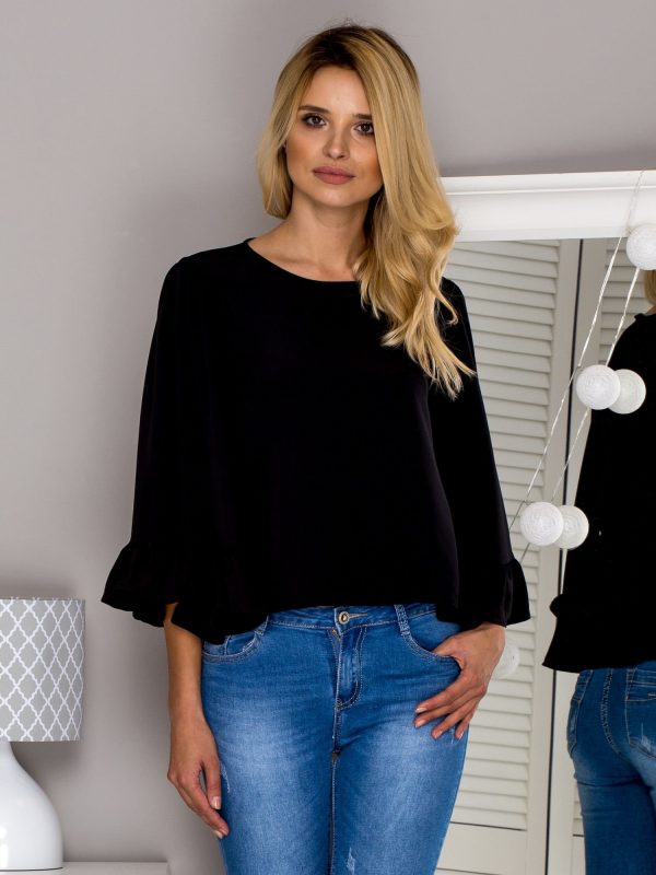 Wholesale Black blouse with wide sleeves