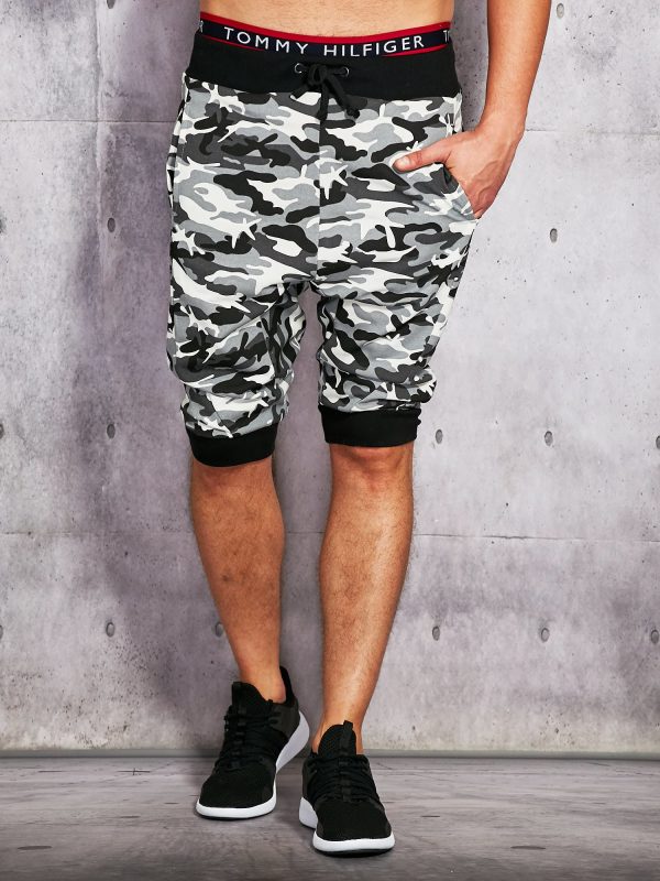 Wholesale Men's white camo shorts with welts
