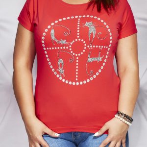 Wholesale Red T-shirt with cat motif