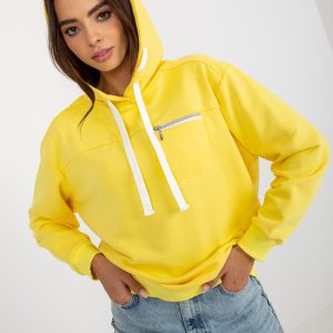 Wholesale Gelbes Sweatshirt with Hoodie und Streifen