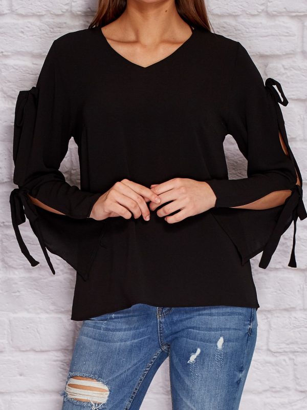 Wholesale Black blouse with bows