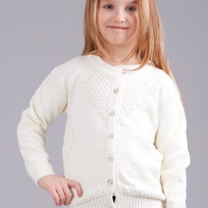 Wholesale Ecru cardigan girl's cardigan with pearls