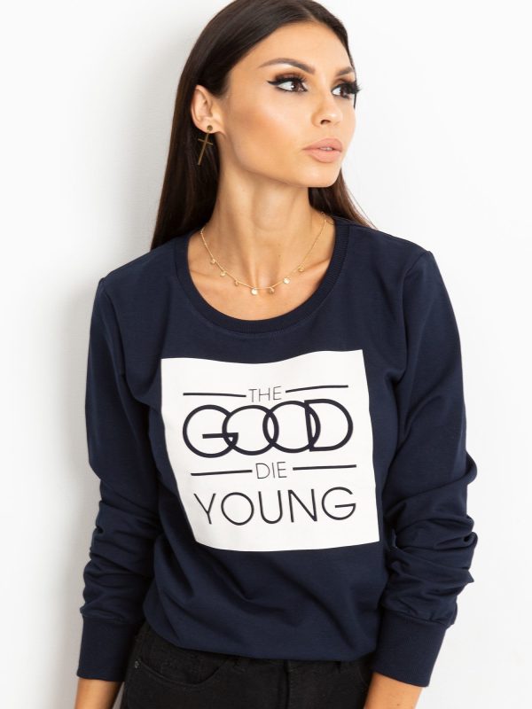 Wholesale Navy blue sweatshirt THE GOOD DIE YOUNG