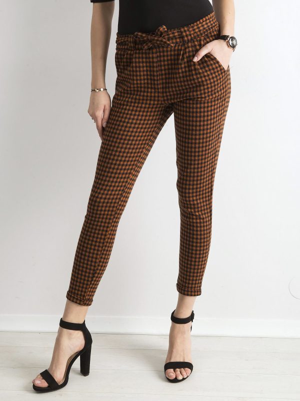 Wholesale Brown and Black Checkered Pants