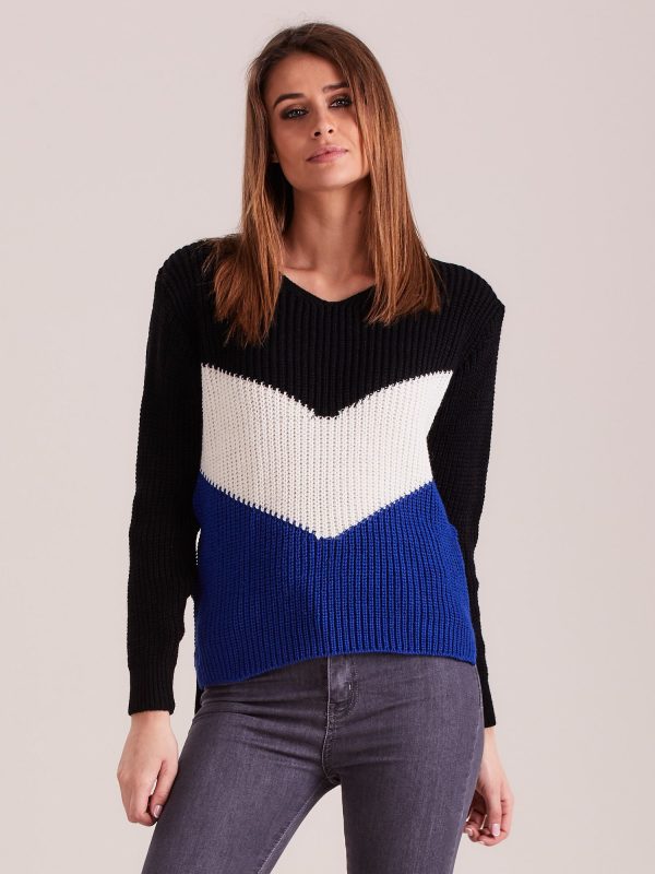 Wholesale Black color block sweater