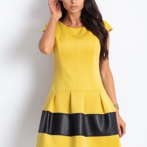 Wholesale Yellow dress with transparent insert on the back