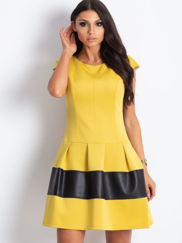 Wholesale Yellow dress with transparent insert on the back