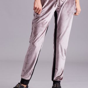 Wholesale Beige and black velour sweatpants