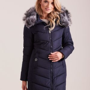 Wholesale Navy blue long jacket for winter