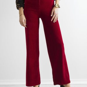 Wholesale Dark Red Wide Corduroy Trousers