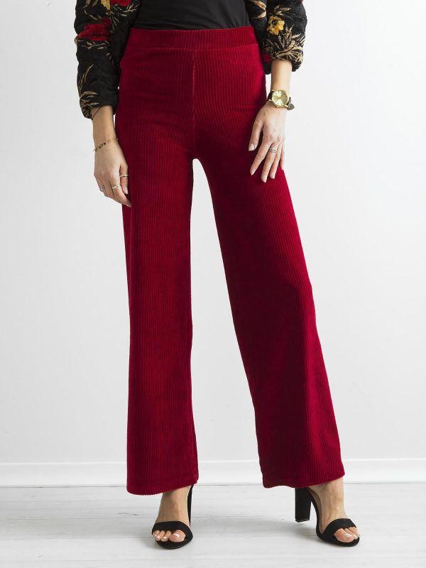 Wholesale Dark Red Wide Corduroy Trousers