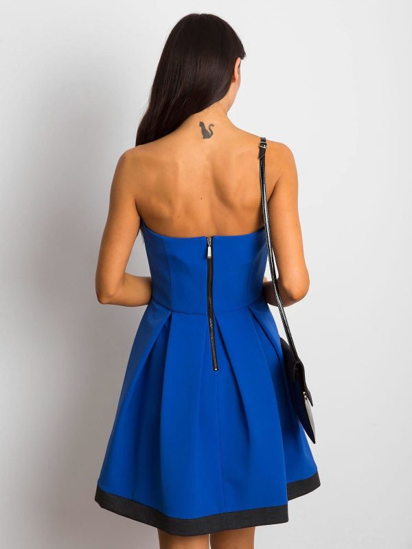 Wholesale Cobalt dress with contrasting hem