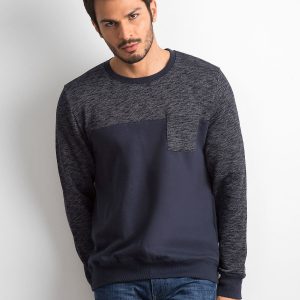 Wholesale Dark Blue Cotton Hoodie for Men with Pocket