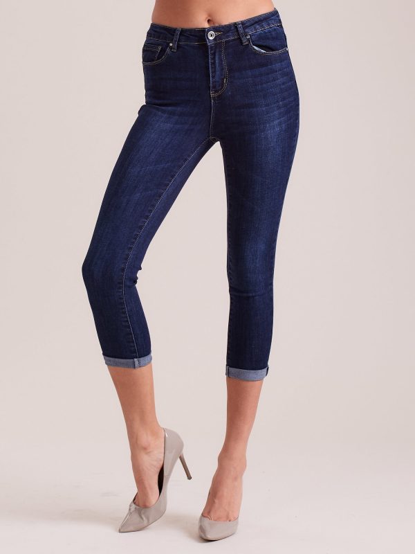 Wholesale Dark blue capri jeans