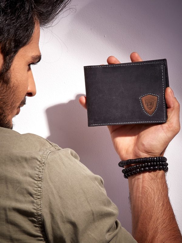 Wholesale Black Leather Men's Wallet With Emblem