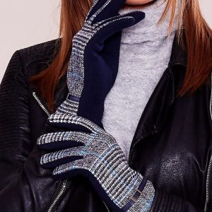 Wholesale Navy Blue Elegant Pattern Insulated Gloves