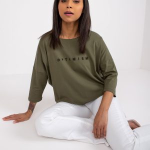 Wholesale Khaki loose blouse with Agatta inscription