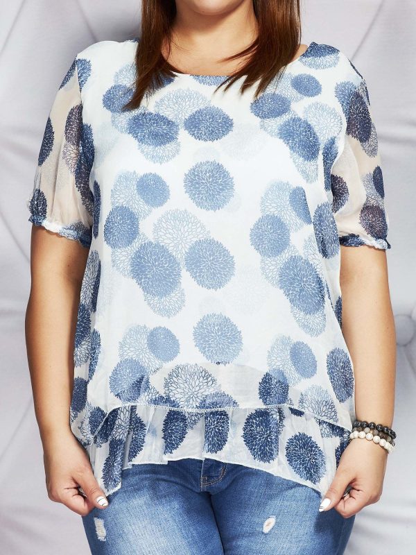 Wholesale Blue mist blouse in colorful patterns PLUS SIZE