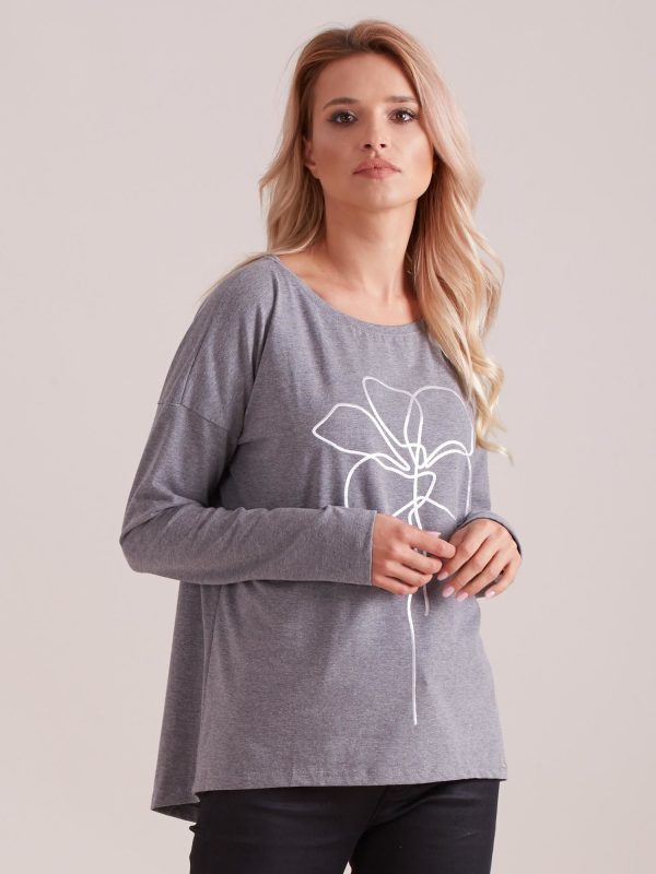 Wholesale Long sleeve blouse dark grey