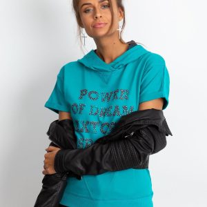 Wholesale Turquoise hoodie with inscription