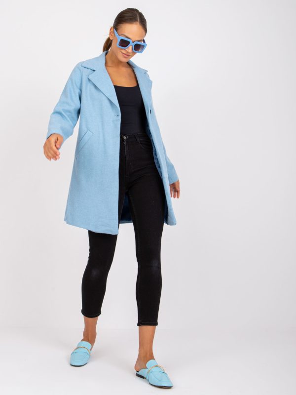 Wholesale Light blue classic women's coat Louise RUE PARIS